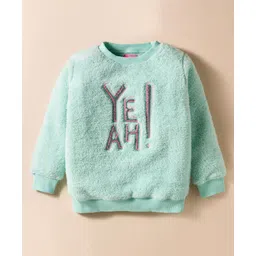 Wingsfield Full Sleeves Yeah Text Embroidered Light Winter Sweatshirt - Green-picture-10