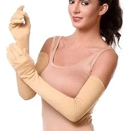 Winkelen Women's Cotton Full Hand Sun UV Protection Gloves, Hand Socks with Finger Arm Sleeves for Summer, Winter and Cold Dust for Men & Unisex 24" Long Gloves for Bike, Riding, washable & reusable-picture-29