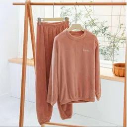 winkelstreet Women Night Suit Set Pink Solid-picture-34