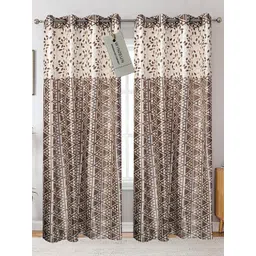 Winnsun Brown & White Set of 2 Floral Room Darkening Door Curtain-picture-22