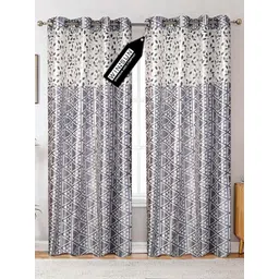 Winnsun Grey & White Set of 2 Floral Room Darkening Door Curtain-picture-34