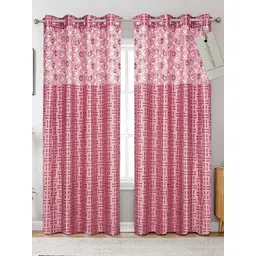Winnsun Pink Set of 2 Floral Room Darkening Door Curtain-picture-33