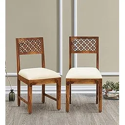 Winntage Furniture Sheesham Wood CNC Dining Study Chair Set for Dining Room Wooden Cushion Chair for Living Room Study Room Home and Office - (Set of 2, Honey Finish) | 1 Year Warranty-picture-12