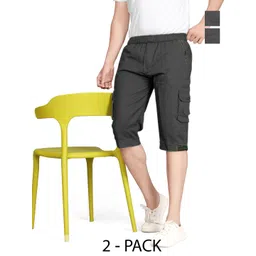 WINSUNITY Pack of 2 Mens Cotton Solid Grey Shorts-picture-11