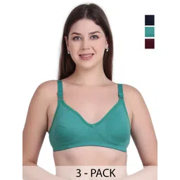 WINSURE Women Pack Of 3 Solid Cut and Sew Anti Odour Cotton Full Coverage Bra-picture-33