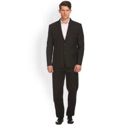 Wintage Brown Linen Single-Breasted Formal Suit-image-11