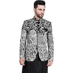 wintage Embroidered Velvet Black Bandhgala-picture-42