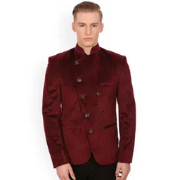 Wintage Maroon Velvet Grandad Collar Ceremony Blazer-picture-37