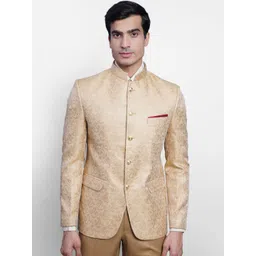 Wintage Men Beige & White Self Design Bandhgala Ethnic Blazer-picture-39