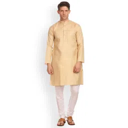 Wintage Men Beige Solid Kurta with Pyjamas-picture-24