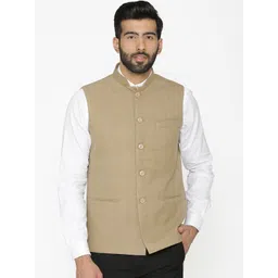 Wintage Men Beige Solid Nehru Jacket-picture-22