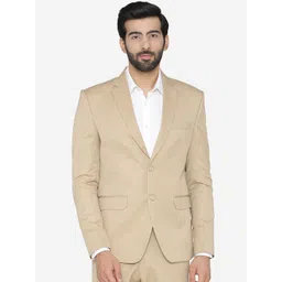 Wintage Men Beige Solid Tailored Fit Single-Breasted Formal Blazer-picture-17