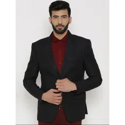 Wintage Men Black Solid Regular-Fit Single-Breasted Blazer-picture-33