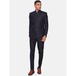 Wintage Men Black Solid Single-Breasted Formal Suit-image-28