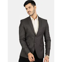 Wintage Men Brown Solid Single-Breasted Blazer-picture-29