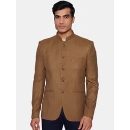 Wintage Men Brown Solid Woolen Bandhgala Ethnic Blazer-picture-37