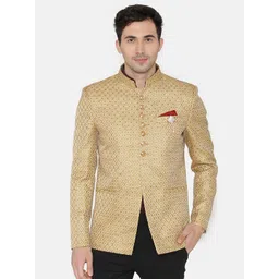 Wintage Men Gold-Toned Printed Single-Breasted Blazer-image-26