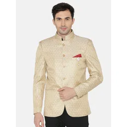 Wintage Men Gold-Toned Printed Single-Breasted Blazer-image-20