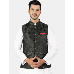 Wintage Men Green Embroidered Nehru Jackets-picture-12