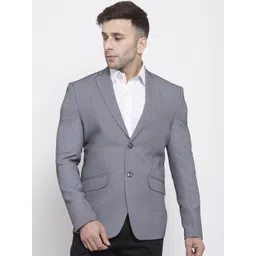 Wintage Men Grey Self & White Design Regular-Fit Single-Breasted Formal Blazer-picture-38