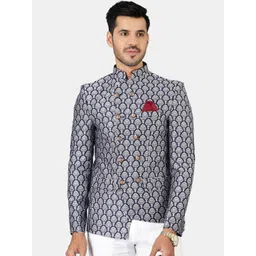Wintage Men Navy Blue Banarasi Bandhgala Blazers-picture-26