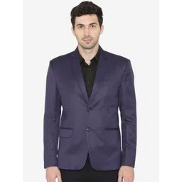 Wintage Men Navy Blue Solid Tailored Fit Single-Breasted Formal Blazer-picture-12