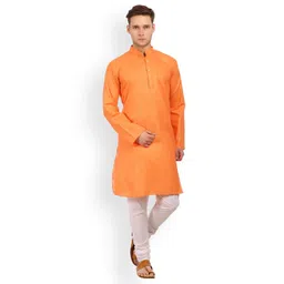 Wintage Men Orange Solid Straight Kurta-picture-20