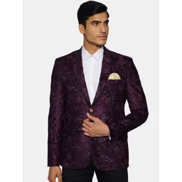Wintage Men Purple Self Design Bandhgala Ethnic Blazer-picture-31