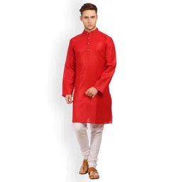 Wintage Men Red Solid Straight Kurta-picture-24