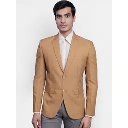 Wintage Men Tan Solid Single-Breasted Formal Blazer-picture-27