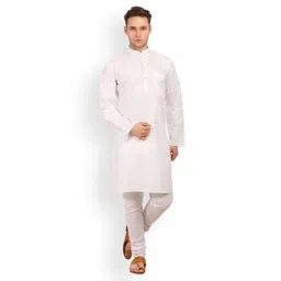 Wintage Men White Solid Straight Kurta-picture-14