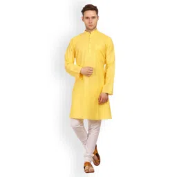 Wintage Men Yellow Solid Straight Kurta-picture-36