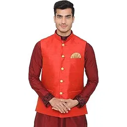 wintage Men's Banarsi Rayon Cotton Bandhgala Festive Nehru Modi Jacket Waistcoat : Multiple Colors-picture-29