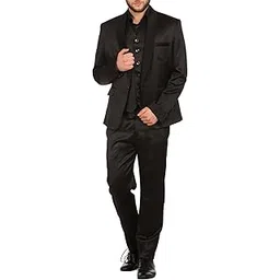 wintage Men's Poly Blend Notched Lapel Black Tuxedo 3Pc Suit-picture-44