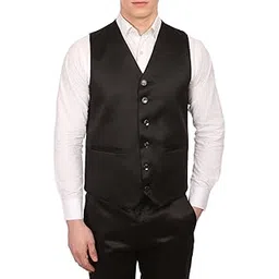 wintage Men's Poly Blend Notched Lapel Black Tuxedo Vest-picture-28