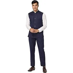 wintage Men's Polyester Cotton Vest and Trouser Set-picture-34