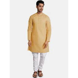 Wintage Striped Printed Band Collar Pure Cotton Kurta With Churidar-picture-19