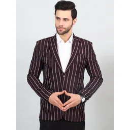 Wintage Striped Single Breasted Formal Blazers-image-46