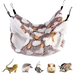 Winter Hammock Bed For Small Animals, Hibernation Plush Hammock Bed Hanging Squirrel House Small Pets Sleeping Bag For Guinea Pig, Ferrets, Hamsters, Hedgehogs, Chinchillas (L) - Multicolor-picture-30