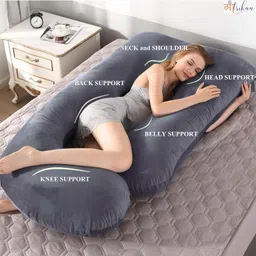 winx Ultra soft j shaped pillow Polyester Fibre Solid Pregnancy Pillow Pack of 1-picture-17