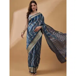 Winza Designer Blue Printed Saree With Unstitched Blouse-picture-13