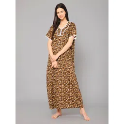 Winza Designer Floral Printed Pure Cotton Maxi Nightdress-picture-35
