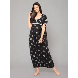 Winza Designer Floral Printed Pure Cotton Maxi Nightdress-picture-41