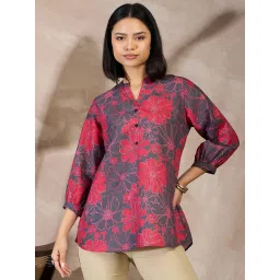 Winza Designer Grey Floral Print Top image 1