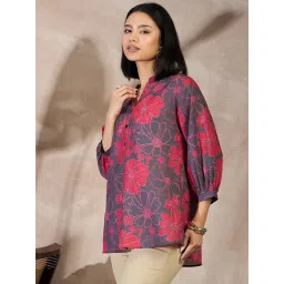Winza Designer Grey Floral Print Top image 3