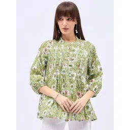 Winza Designer Olive Floral Print Top-picture-29