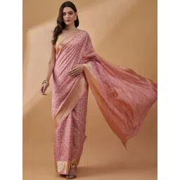 Winza Designer Peach Printed Saree With Unstitched Blouse-picture-35