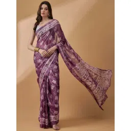Winza Designer Purple Printed Saree With Unstitched Blouse-picture-27