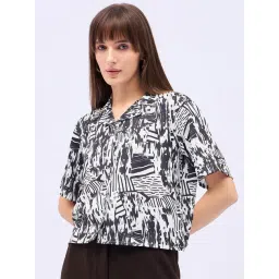 Winza Designer White Abstract Top-picture-31