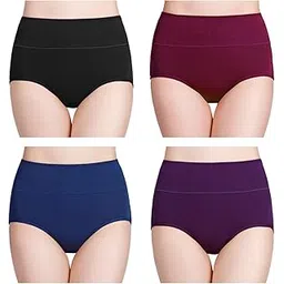 wirarpa Women's Cotton Underwear High Waist Full Coverage Brief Panty Multipack-picture-29